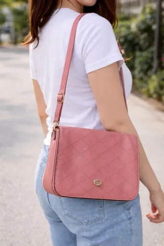 Bolsa Transversal Feminina Rosa Média Alça Ajustável