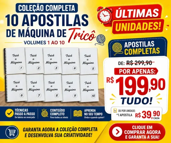 Coleção Completa 10 apostilas de tricô ( VOLUMES 1 ao 10 )
