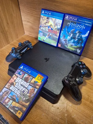 Ps4 Slim + 2 Controles e Jogos