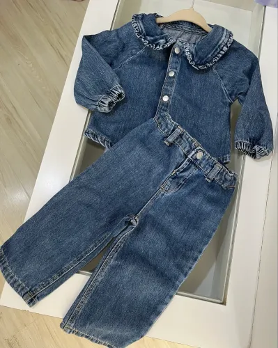 Conjunto jeans primark gola peter pan 9-12 meses