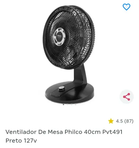 Ventilador de mesa Philco PVT 491 40cm potente 110v