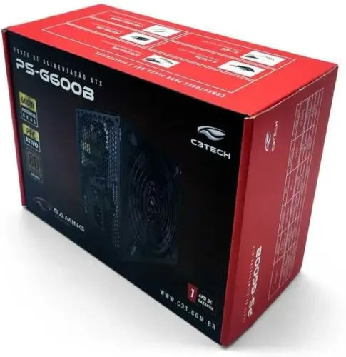 Fonte Para Pc Gamer ATX 600W C3Tech PS-G600B  Bivolt 80 Plus Bronze Silenciosa Instalamos 