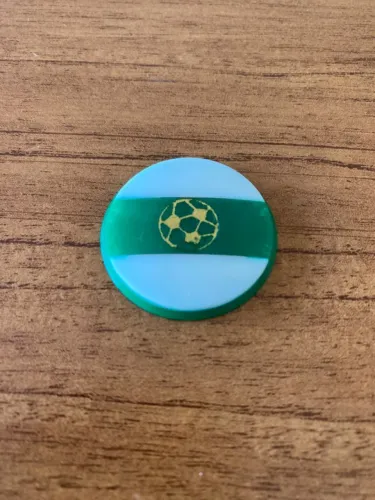 Botão de Futebol de Botão Verde e Branco Anos 90 Colecionável