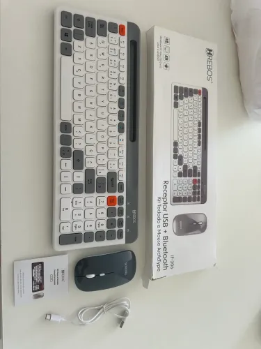 Kit teclado e mouse receptor USB + Bluetooth HREBOS