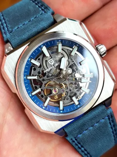 Relógio Pagani Design Cube Skeleton Automático 1791 Azul