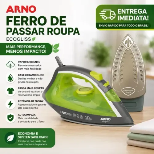 Ferro de Passar Arno EcoGliss Vapor Extra Base Antiaderente