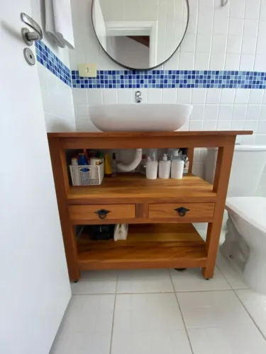 Lavabo Peroba Rosa Com 02 gavetas