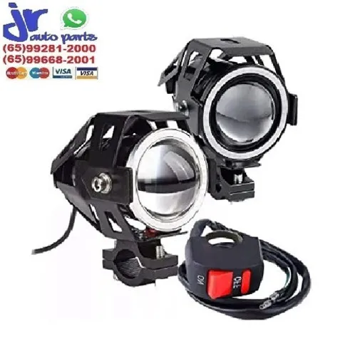 Par Farol Auxiliar Milha Universal Led Cree 5W Moto 12v Projetor