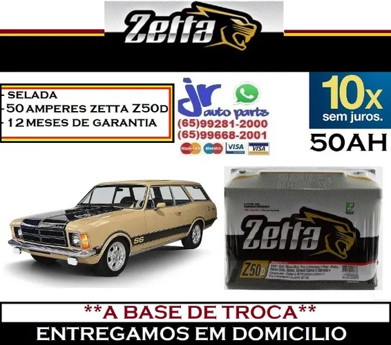 Bateria Automotiva Chevrolet Caravan 50AH Zetta 12v