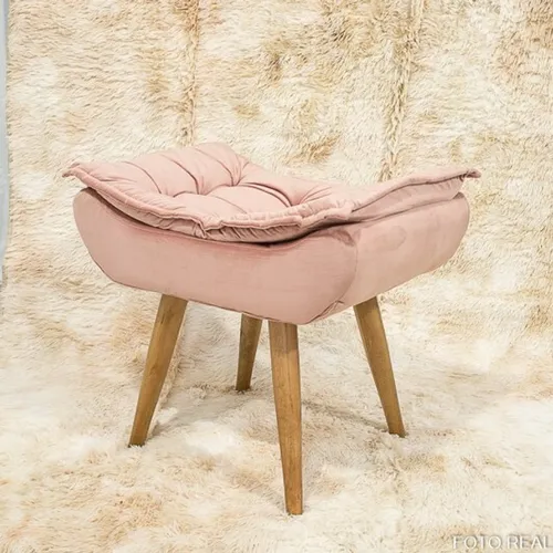 Banqueta Rosa Canoa Veludo Frete Grátis