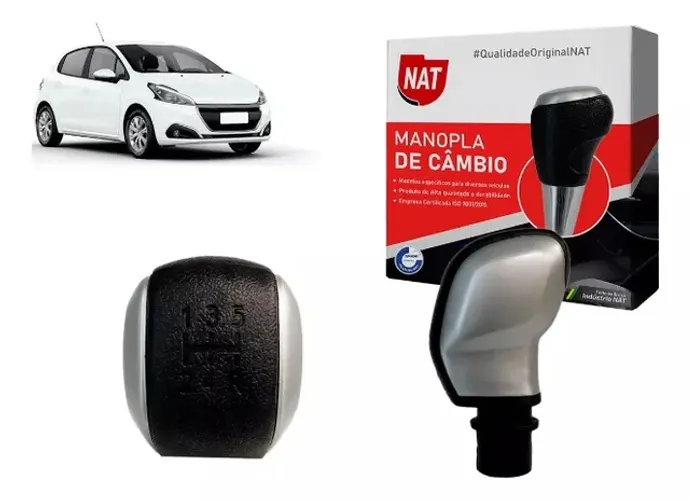 Manopla Bola de Câmbio Peugeot 208 2014 Até 2020 C/5 Marchas