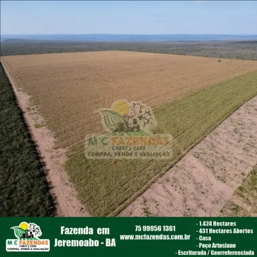 Fazenda à Venda em Jeremoabo - BA | 1.424 Hectares | 4.700 tarefas