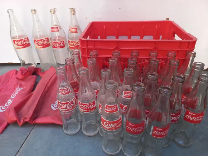 Garrafas antigas coca cola 24 pç 290 ml 4 de 1 litro 