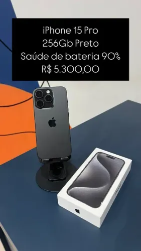 iPhone 15 Pro 256Gb Preto Saúde de bateria 90% R$ 5.300,00 Semi Novo | Loja Fisica