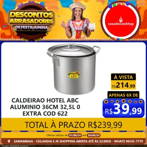 Caldeirao hotel abc aluminio 36cm 32,5l 0 extra