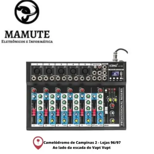 Mesa De Som Bluetooth Usb Mixer Mp3 Digital 7 Canais Le-709 Bivolt