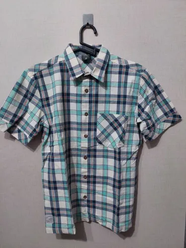 Camisa social xadrez manga curta a curta