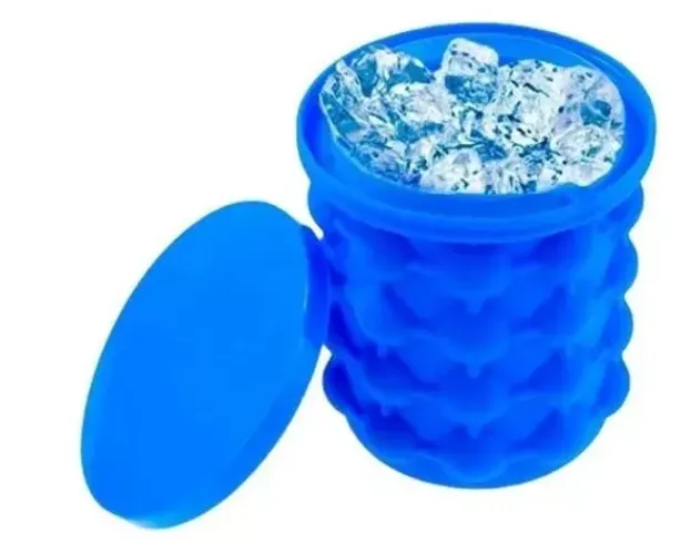 Balde Mini de Silicone Fôrma de Gêlo em Cubos Azul Novo Original 40
