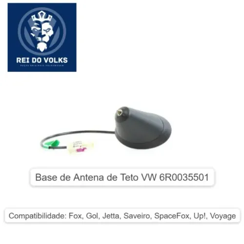 Base de Antena de Teto VW 6R0035501, Fox, Gol, Jetta, Saveiro, SpaceFox, Up!, Voyage
