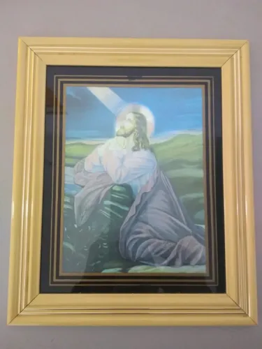 quadro de jesus de vidro com moldura