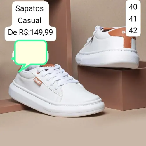 Tênis Casual Masculino Boss Couro Marrom