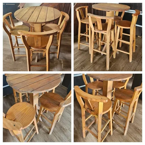 Conjunto bistro de Mesa e Cadeiras de Madeira Maciça
