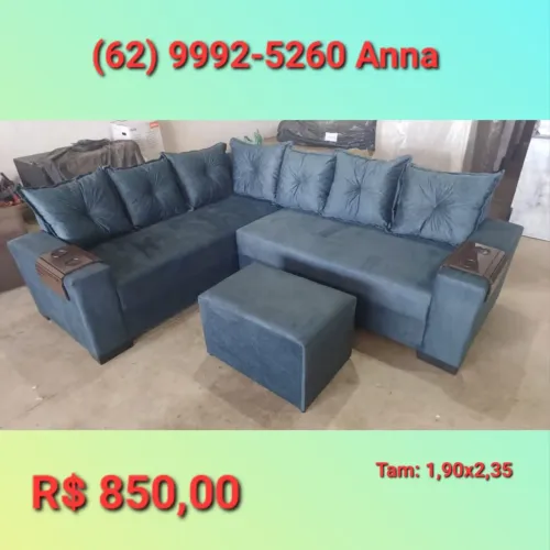 Sofá de canto com puff - Anna *
