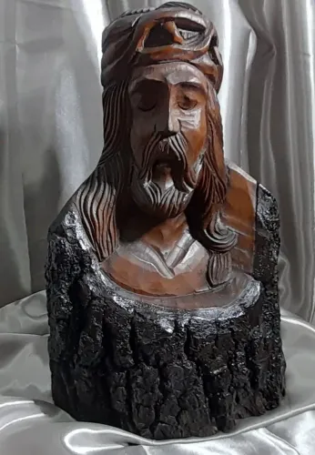 ESCULTURA ESTÁTUA QUADRO CRISTO JESUS MADEIRA ART DECORAÇÃO.