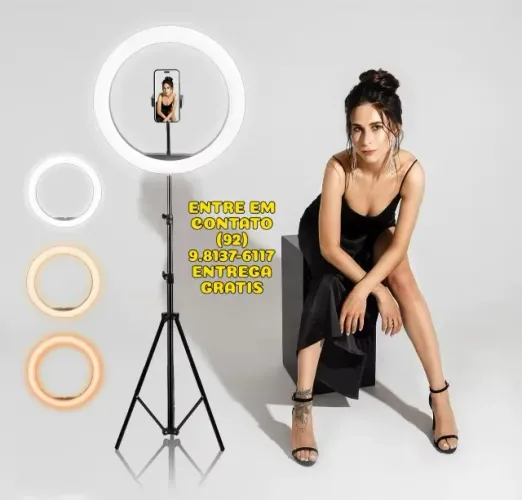 Ring Light 14 Polegadas Com Tripé De Até 2 Metros na Promoção / Entrega das 9 até 22hrs