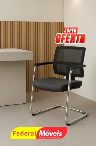 Cadeira Executiva Cromada - Ideal para recepção, reuniões ou home office!