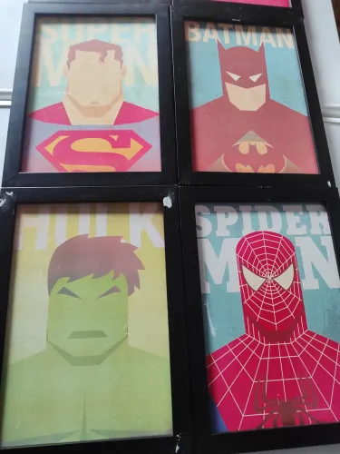  8 Quadros Decorativos Super-Heróis