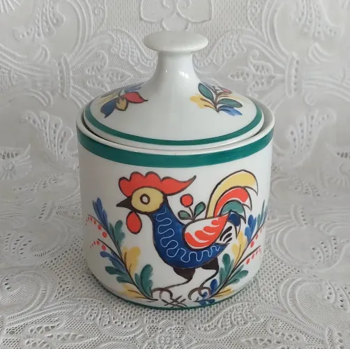 Açucareiro Em Porcelana Decoração Galo Atelier Margarida Wollemann  - MW