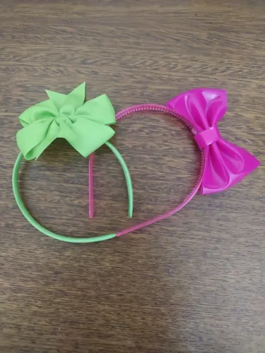 Conjunto De Tiaras Rosa E Verde