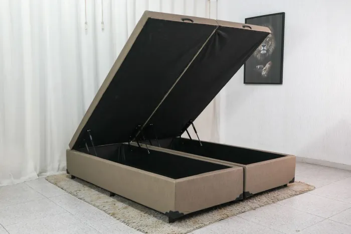 Base Box Baú Queen Bipartido Blindado 158x198x42 Korino Bege