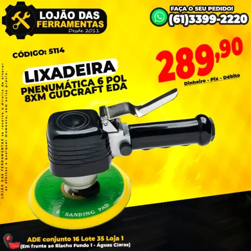 Lixadeira Pneumática 6 Polegadas 8xm Gudcraft Eda