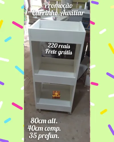 Carrinho Auxiliar Branco com Promoção!