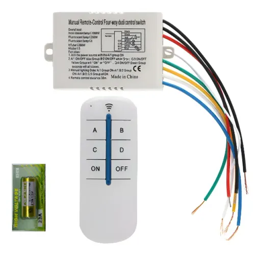 Interruptor Controle 4 Vias Remoto Relê Lâmpadas Luminárias Branco