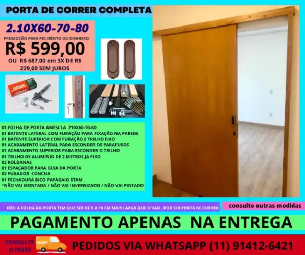 kit porta de correr modelo pleni
