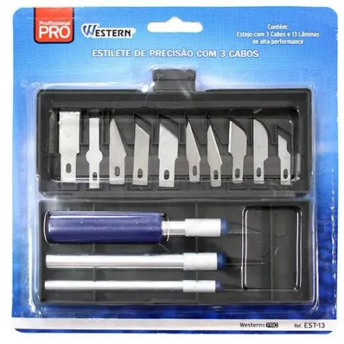 Estilete de precisao kit com 13 peças  western Est-13