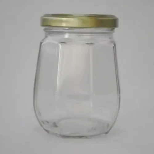 Pote de vidro sextavado 240ml