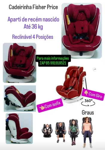 Cadeirinha Fisher Price com isofix e giro 360° graus