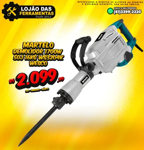 Martelo Demolidor 1700w 50j 16kg Ws3204k Wesco