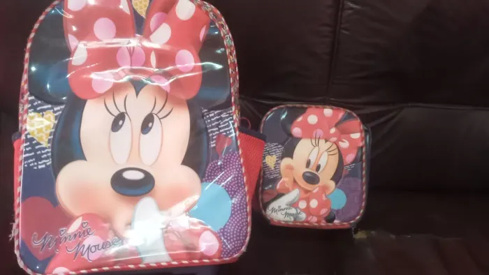 Kit Mochila Escolar Minnie Mouse
