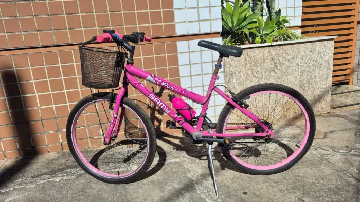 Bicicleta Feminina Samy Lady's - Rosa (Com Marchas e Cestinha)