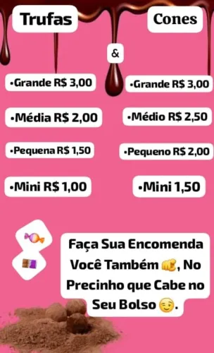 Trufas e Cones Para Festas e Revendas