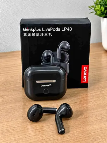 Fone de Ouvido Lenovo LP40 Bluetooth Original de alta qualidade Novo Cor Preta