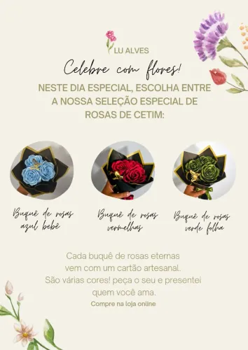 Buquê de cetim (P) c/3 rosas
