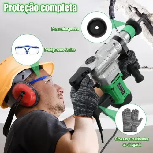 Martelo Elétrico 3 em 1 Dobevi |Drill/Hammer/Chisel Modes+ Troca Rápida + Anti-Poeira - VE