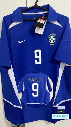 Camisa Seleção Brasileira 2002 Azul - Ronaldo Fenômeno #9 (Nova com Etiqueta)
