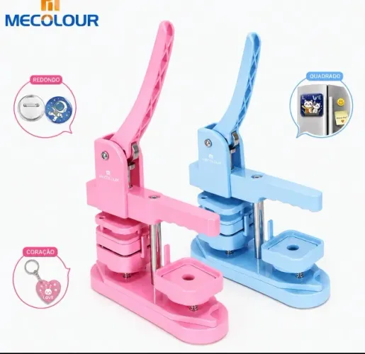 MAQUINA DE BOTTONS IMÃS QUADRADA ROSA COM 150 INSUMOS